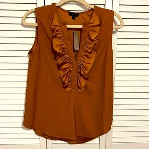 J crew sleeveless ruffle front top